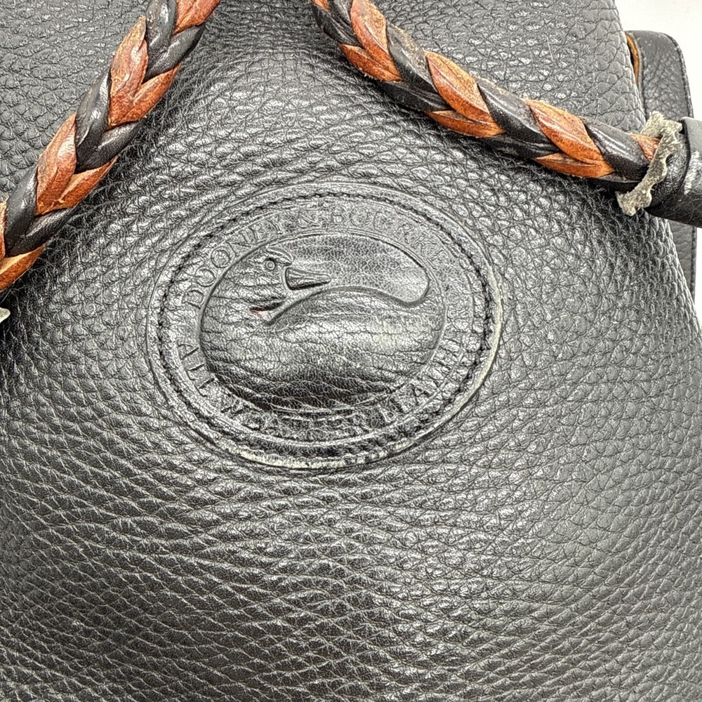 Dooney & Bourke All Weather Leather Drawstring Bucket Bag Black Vintage Made US - Picture 2 of 12